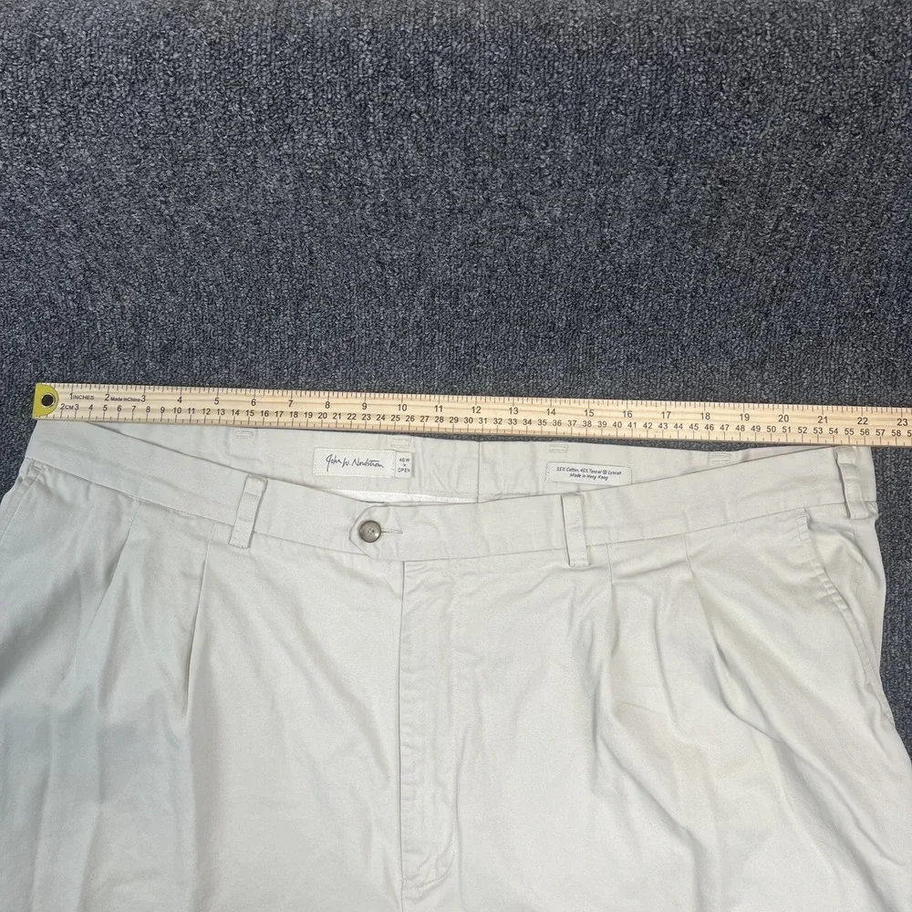 John W. Nordstrom Classic Pleated Trousers 46 Cream Tencel Blend Quiet Luxury